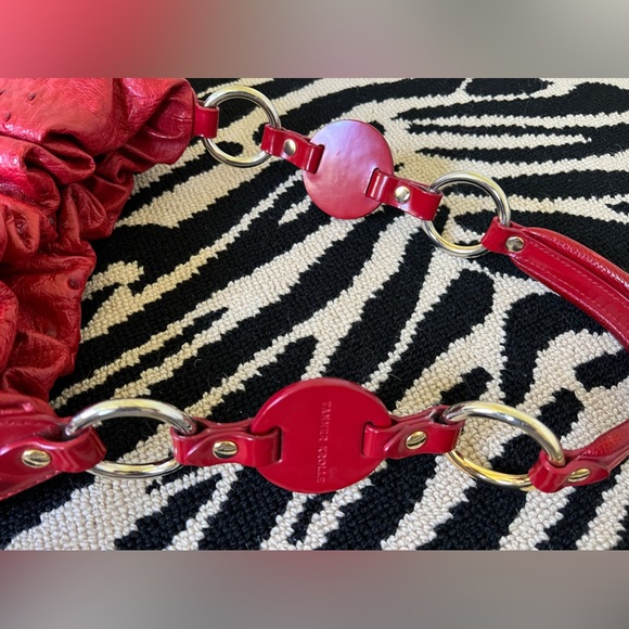 TANNER KROLLE Red Ostrich Shoulder Bag - Picture 12 of 14